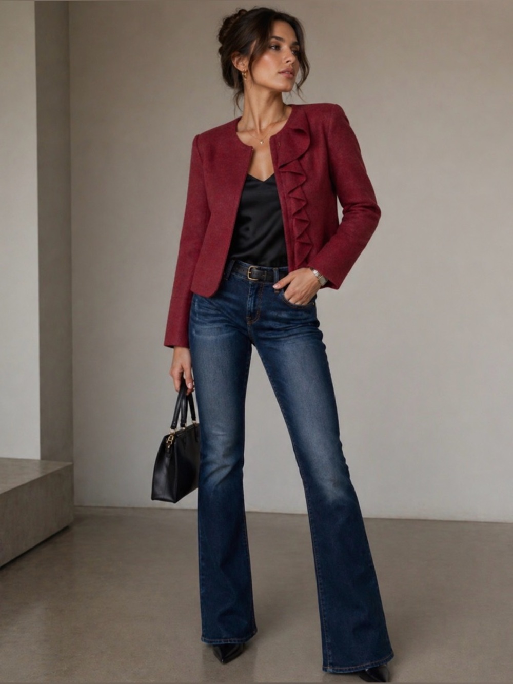 Beyond Threads Women's Sz S Alpaca Wool Blazer Jacket Made in Peru Red Felt SC1